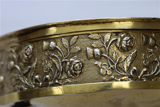 Naval Interest - a good Victorian silver gilt presentation circular table snuff box commemorating William IV, by Daniel Pettifer,